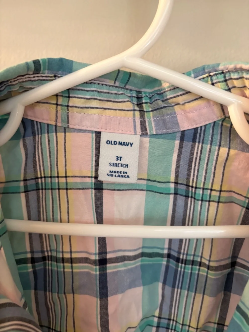 Old Navy Toddler Plaid Shirt 3T Bow Tie Easter Pastel Stretch Button Down